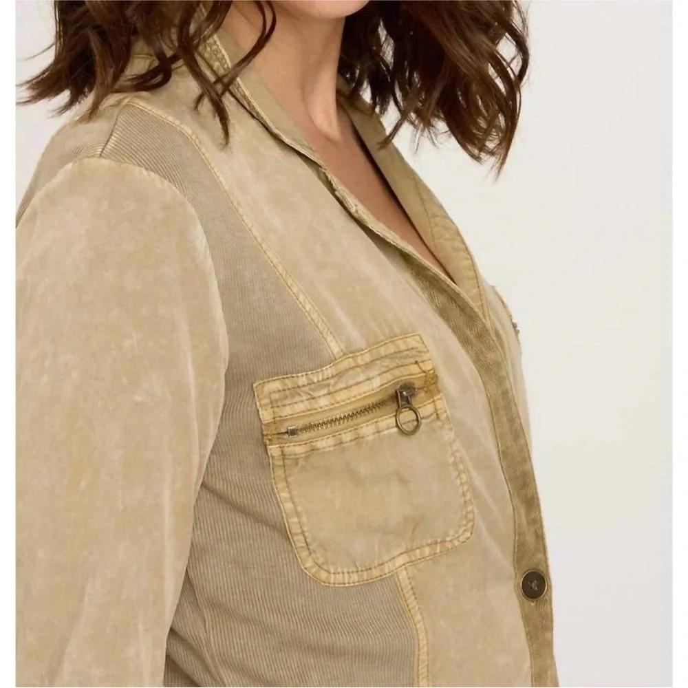 XCVI Tula blazer jacket distress wash linwood Neutral XS - Picture 4 of 10